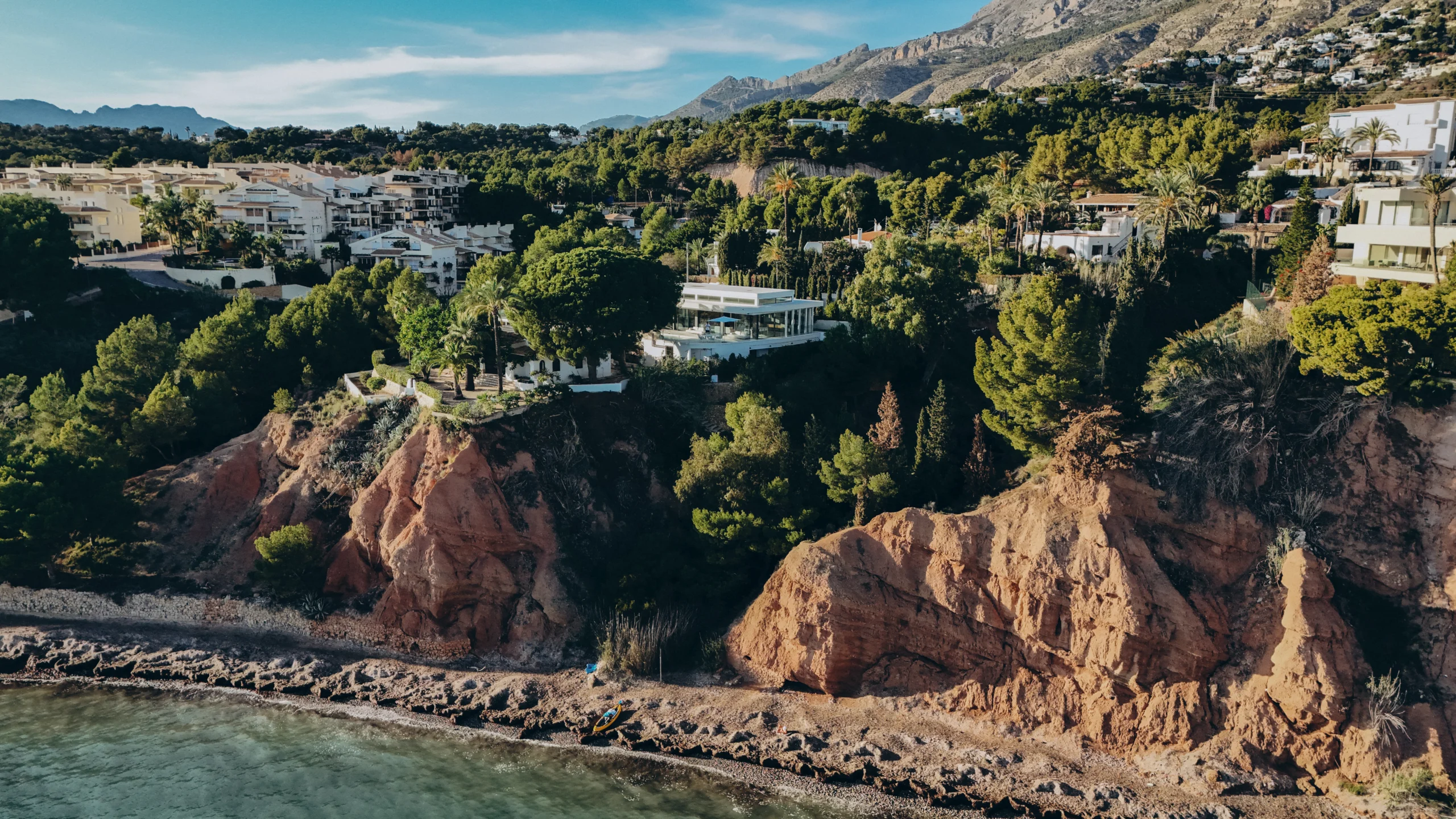 Cliffside view of first-line luxury villa in Altea overlooking the Mediterranean Sea