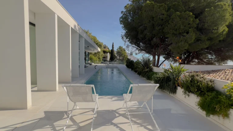 Infinity pool and terrace facing the Mediterranean Sea at luxury villa in Altea