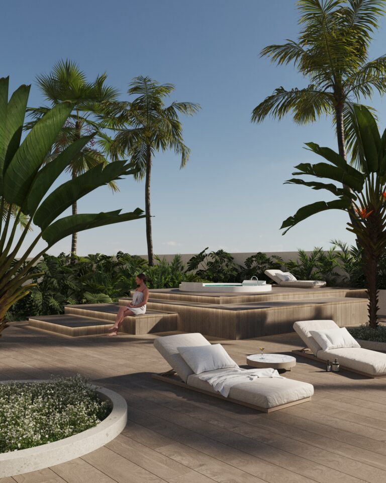 Jacuzzi and relaxation terrace at Jade 2 residential complex in Calpe