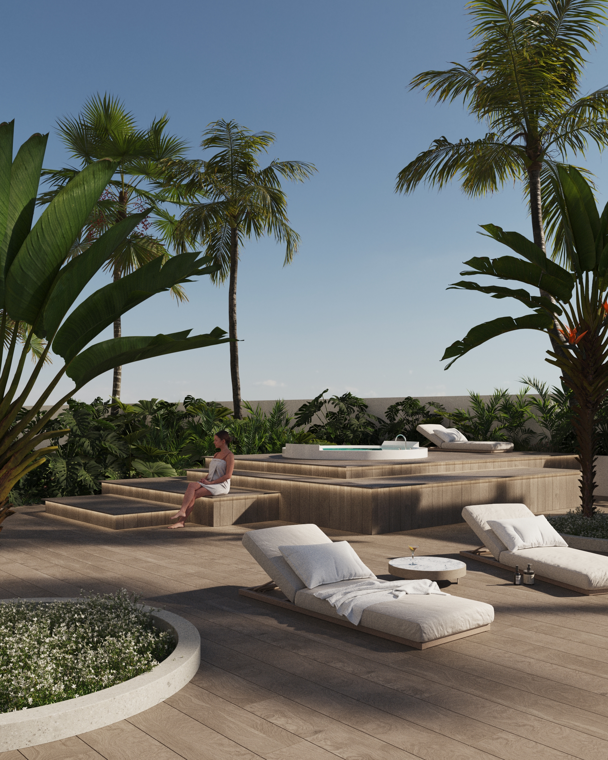 Jacuzzi and relaxation terrace at Jade 2 residential complex in Calpe