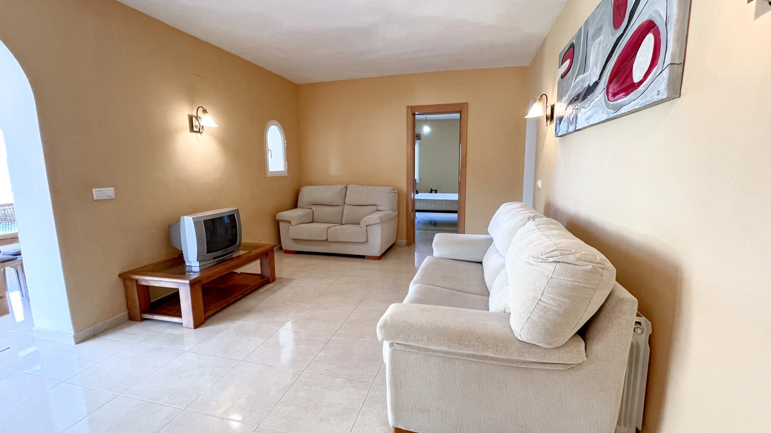 Living room with sofas and archway in Maryvilla Calpe sea-view home