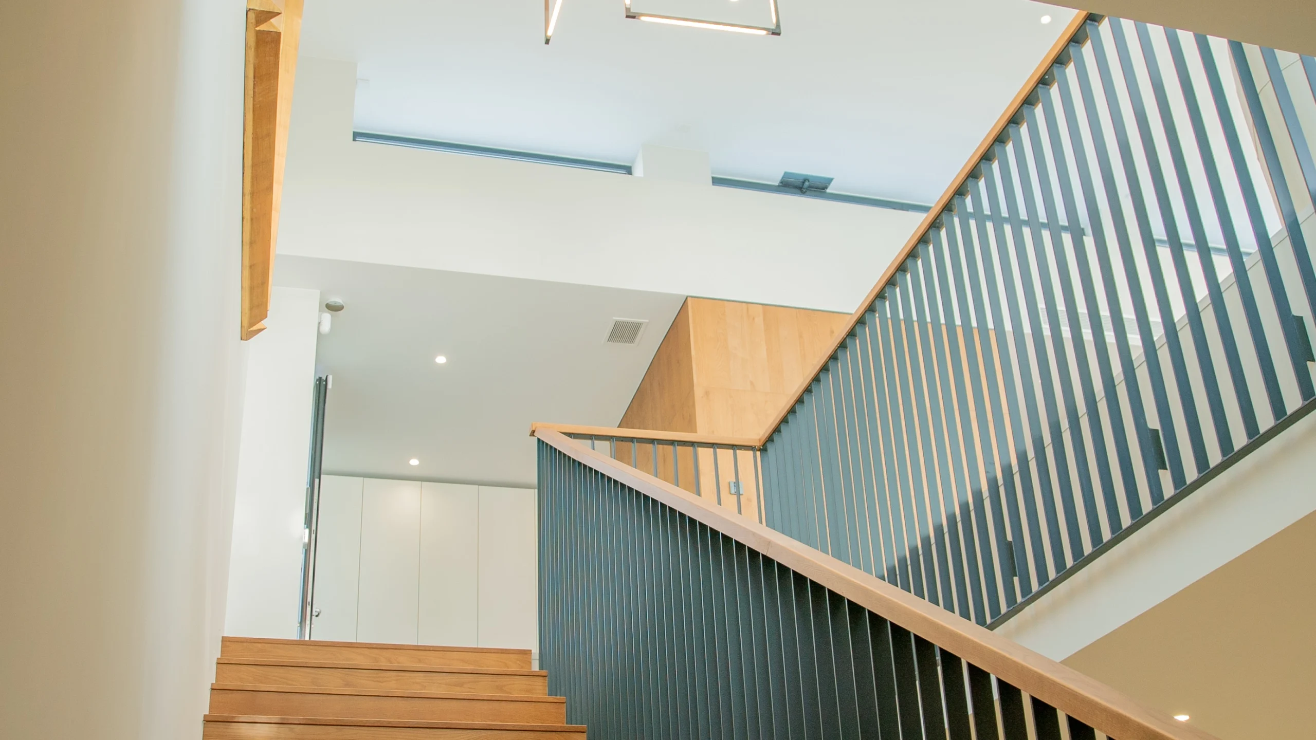 Modern staircase with skylight in luxury first-line villa Altea
