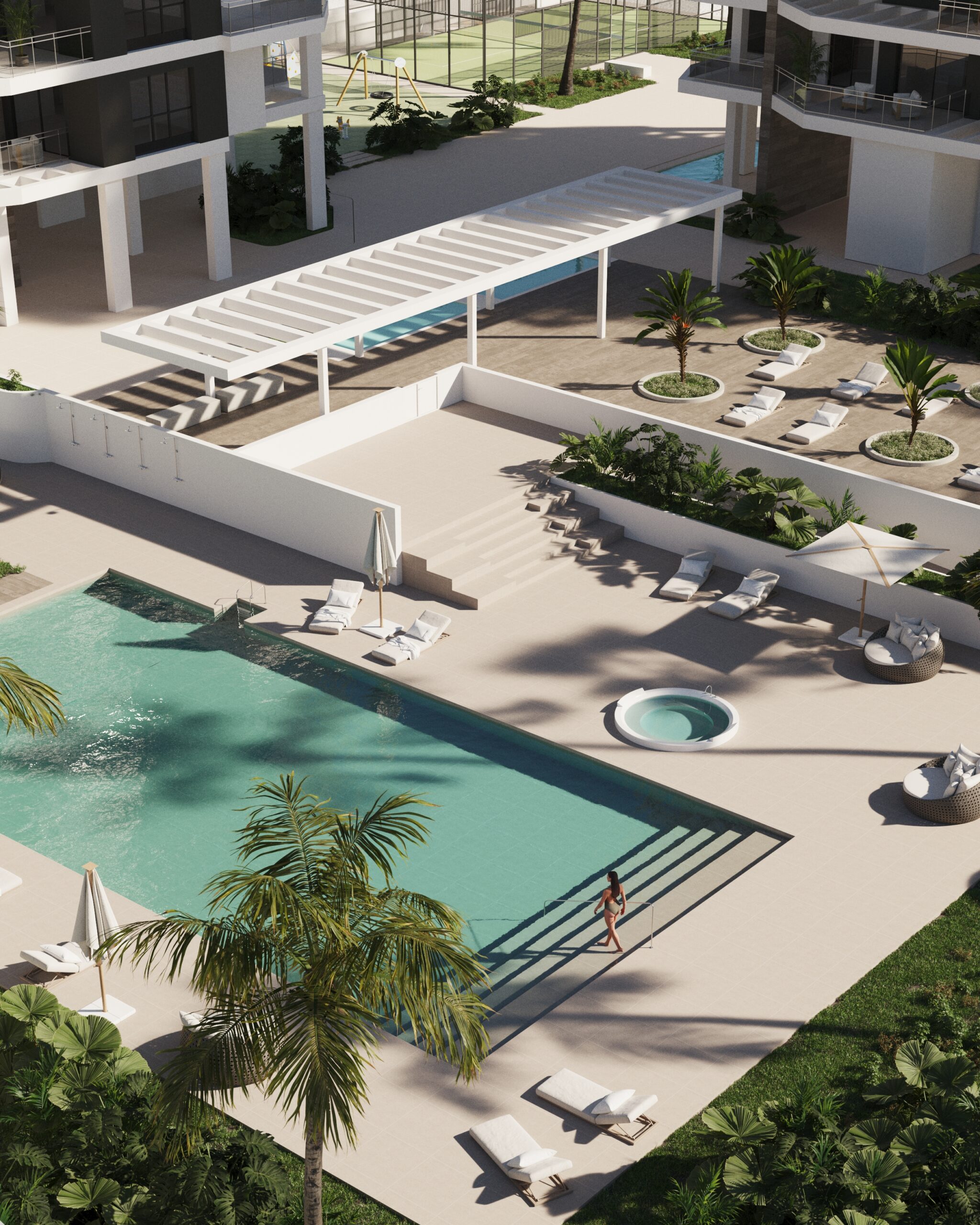 Outdoor leisure area with pools and gardens at Jade 2, Calpe