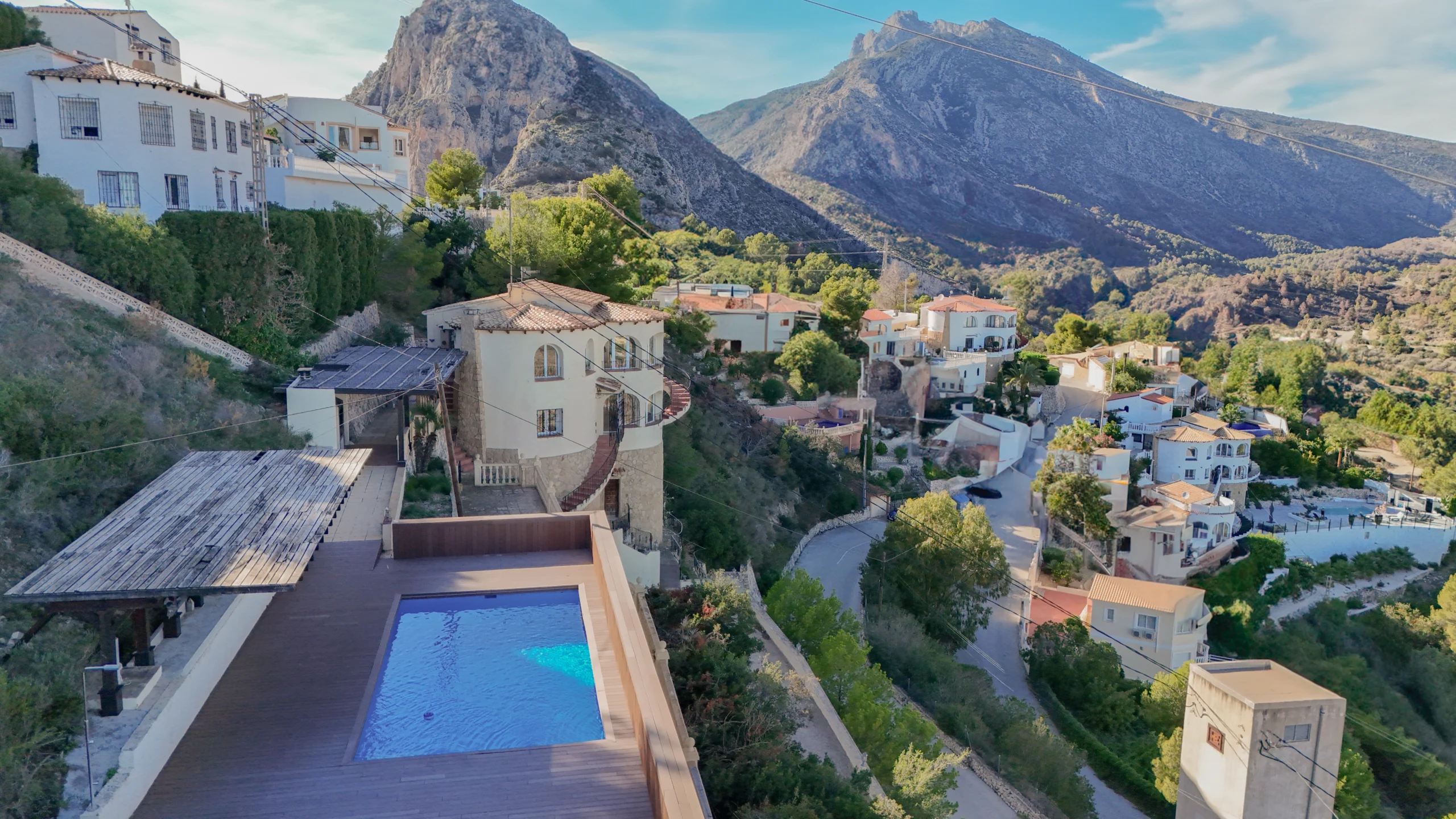 Private pool with panoramic mountain views at Maryvilla villa in Calpe