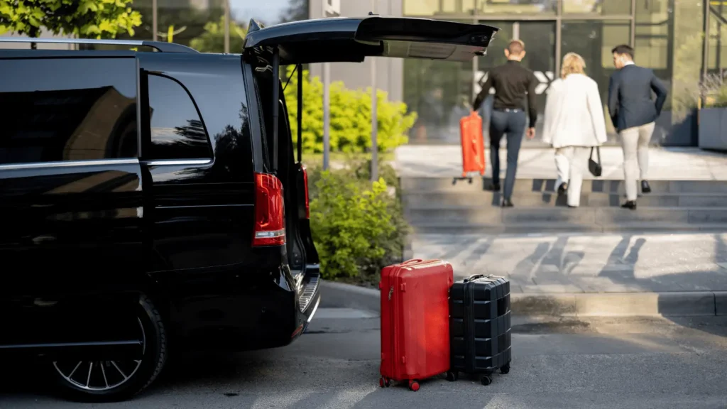 Private transfer vehicle with luggage for travellers arriving from Alicante Airport to Calpe