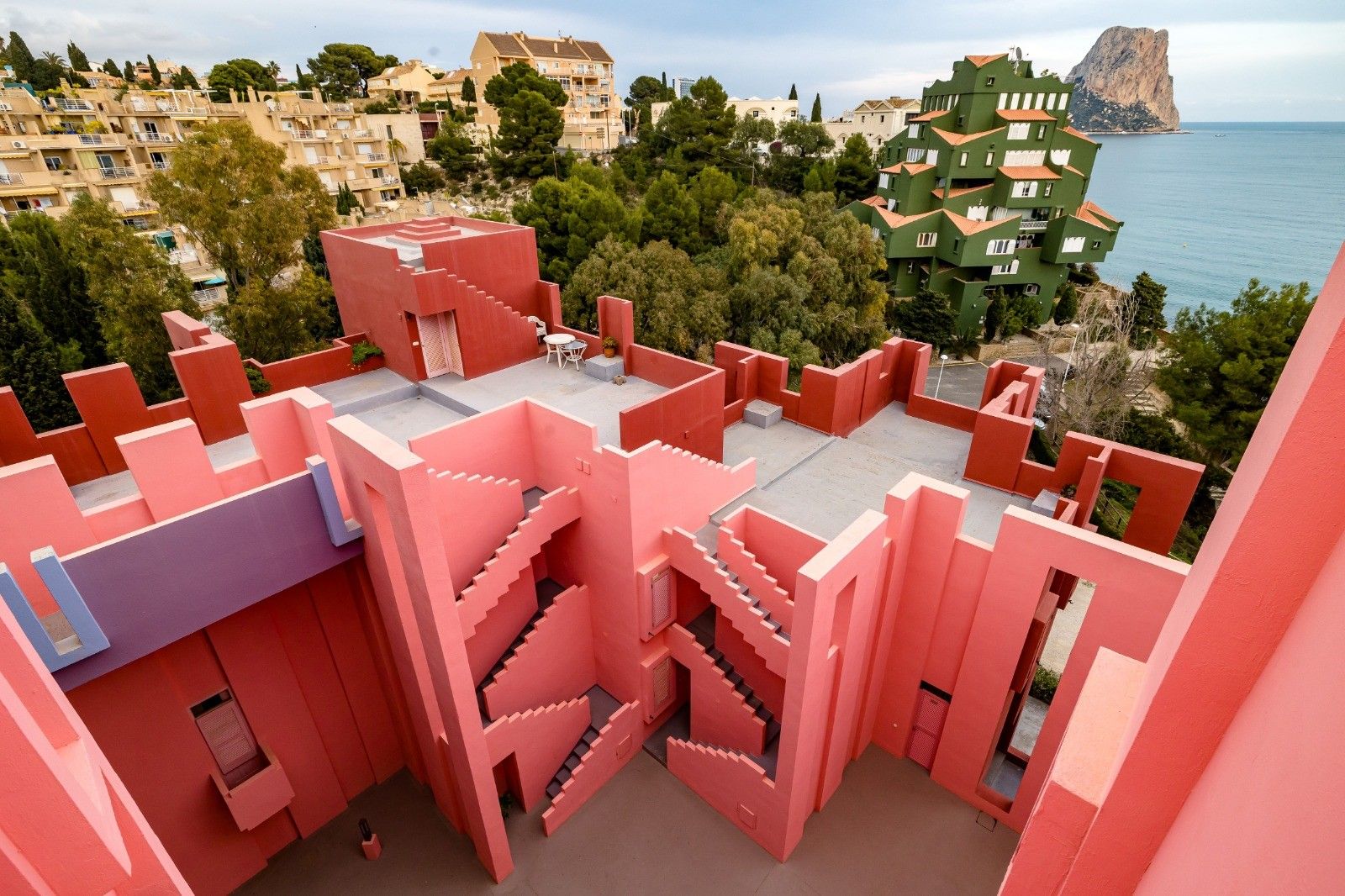 Rooftop terraces with sea views at La Muralla Roja, Calpe