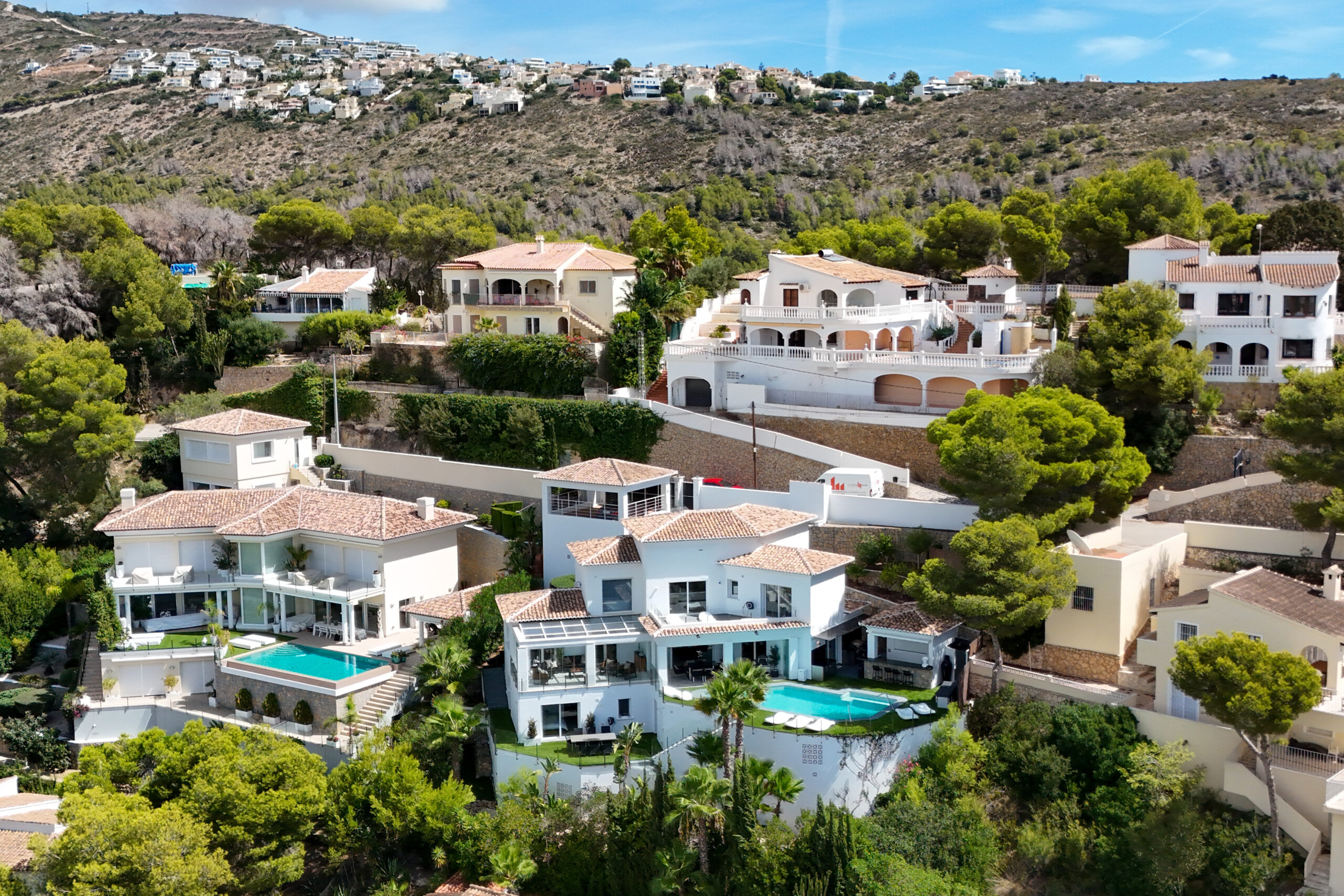 Aerial view of residential area in Moraira, Costa Blanca near the villa