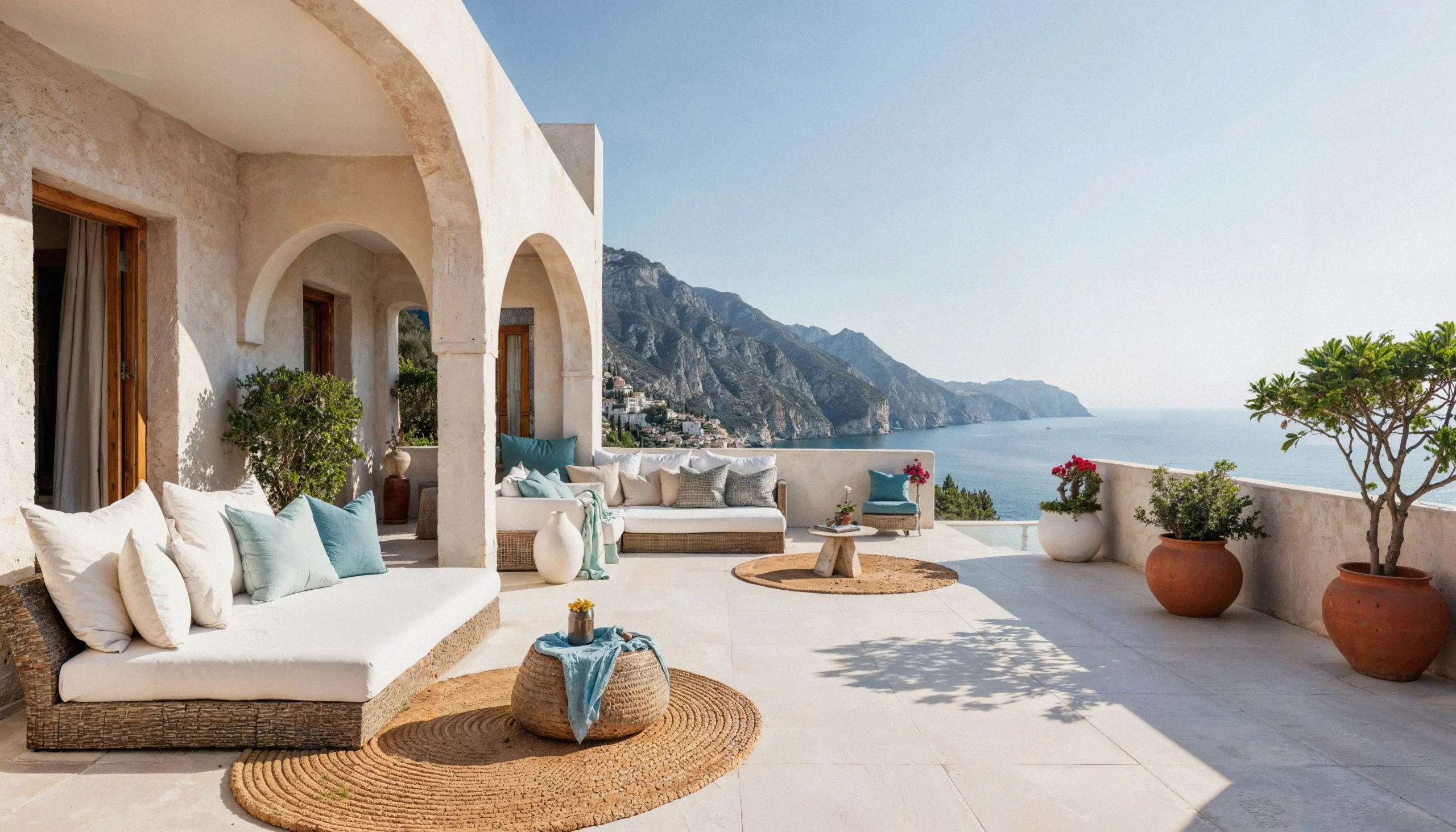 Costa Blanca terrace with sea view and Mediterranean outdoor living area