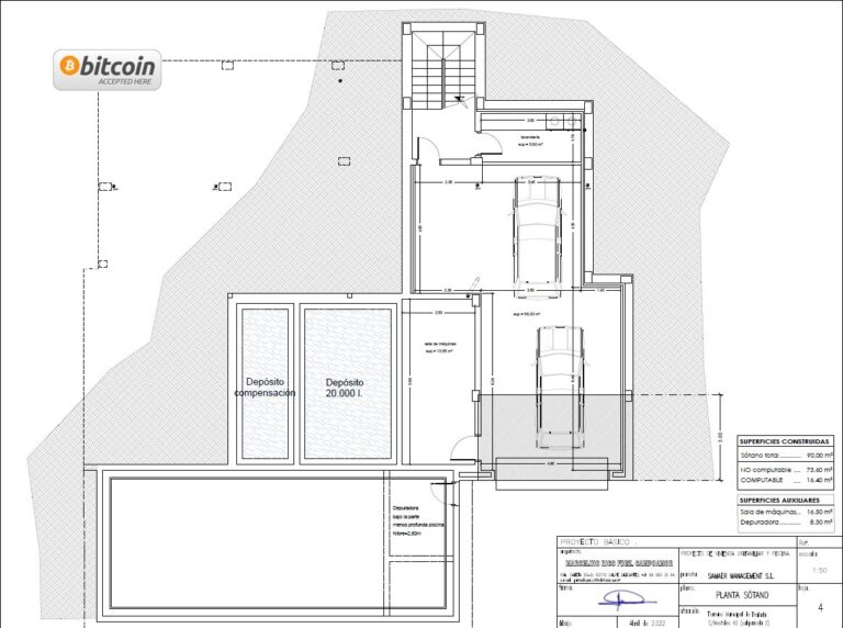 Basement floor plan for luxury new build villa in Moraira