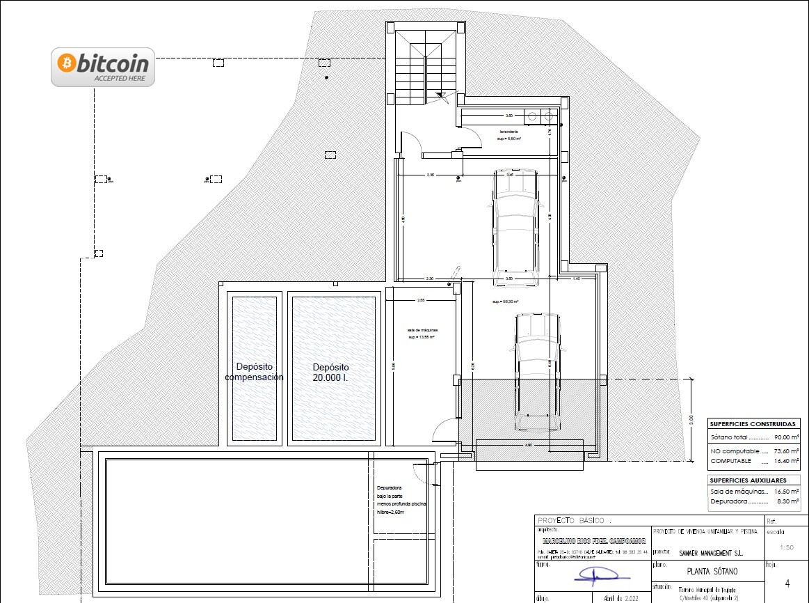 Basement floor plan for luxury new build villa in Moraira