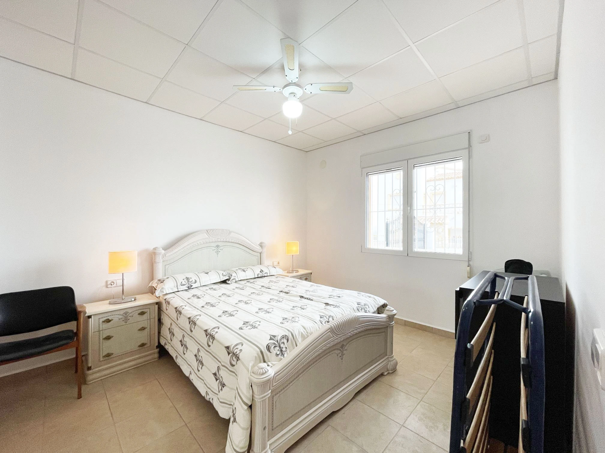 Bedroom inside detached villa with panoramic views in Calpe
