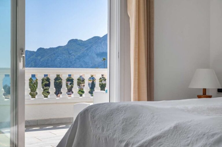 Bedroom view towards the Peñón de Ifach from a villa in Calpe.