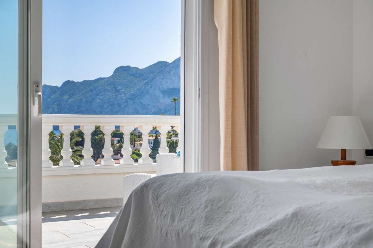 Bedroom view towards the Peñón de Ifach from a villa in Calpe.