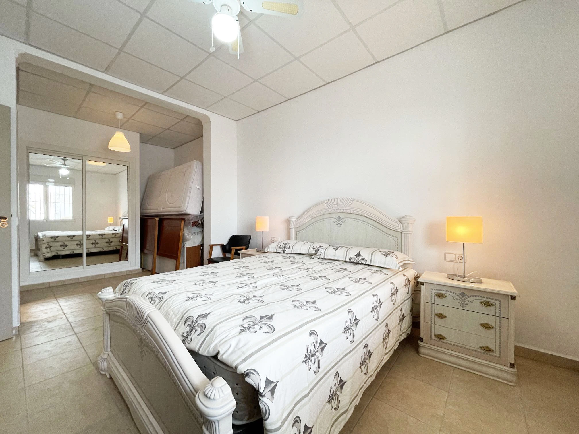 Bedroom with dressing area inside detached villa in Calpe