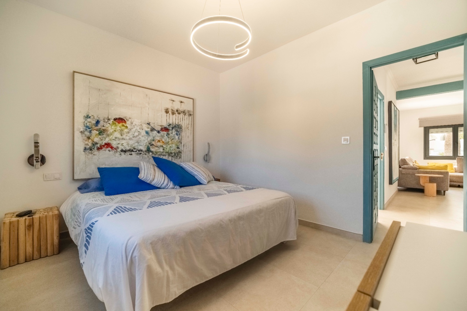 Bright bedroom with modern finish at villa in Calpe