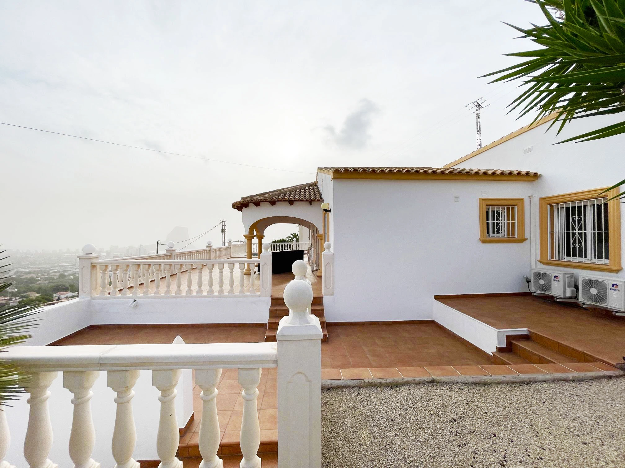 Detached villa exterior with terrace and mountain views in Calpe