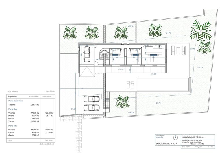 Floor plan for luxury new build villa project in Moraira