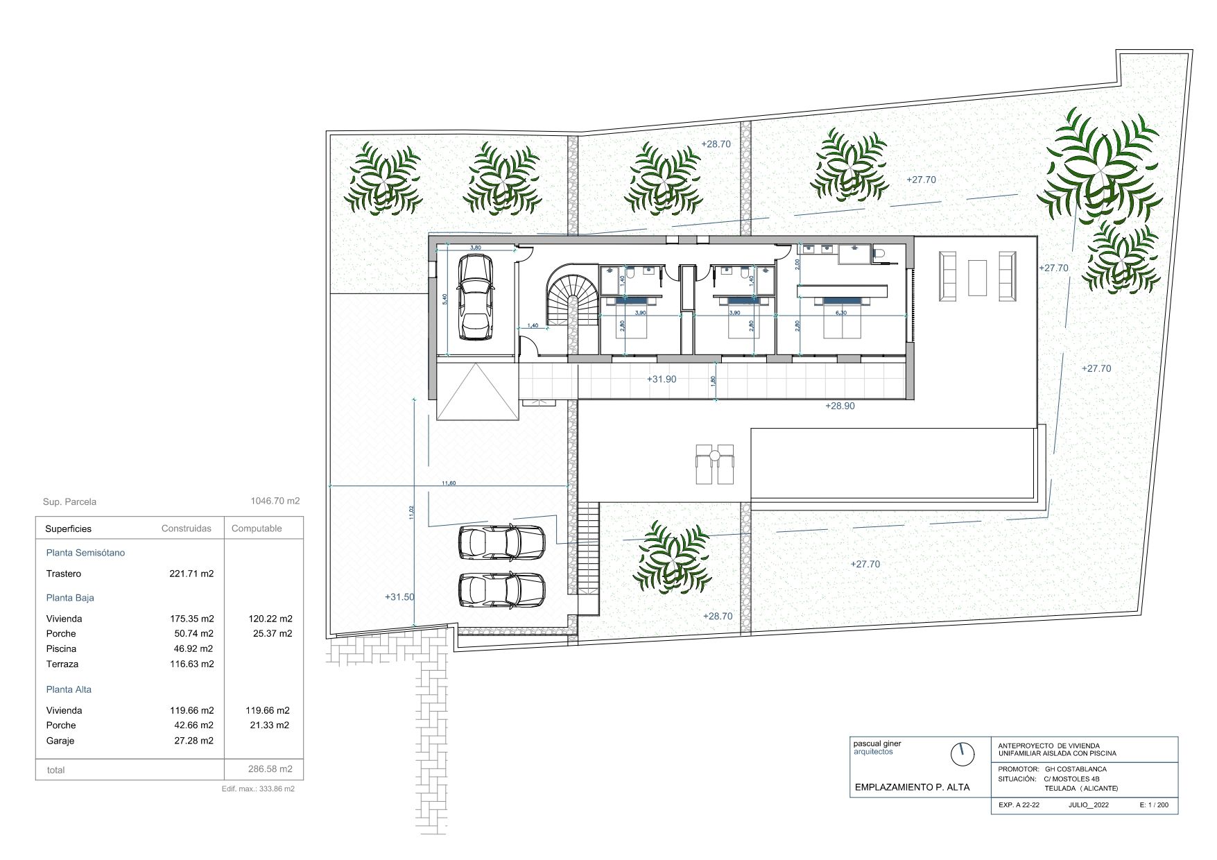 Floor plan for luxury new build villa project in Moraira