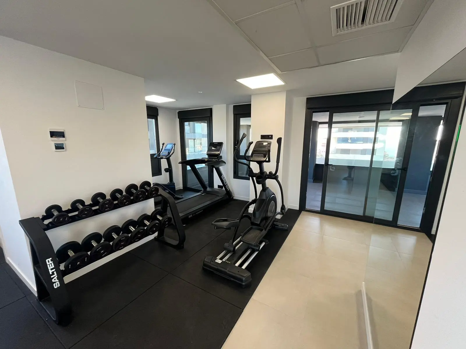 Fully equipped gym at modern luxury penthouse complex in Calpe