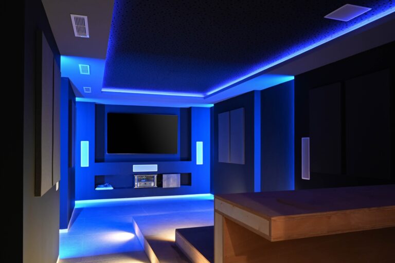 Home cinema room at newly built luxury villa in Benissa
