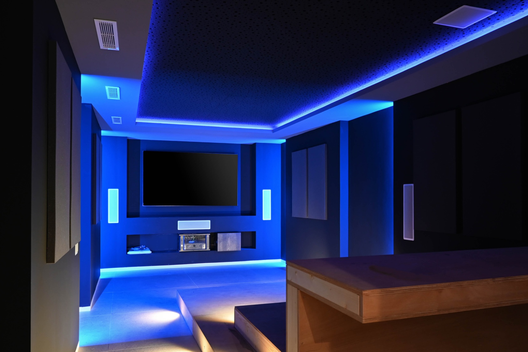 Home cinema room at newly built luxury villa in Benissa