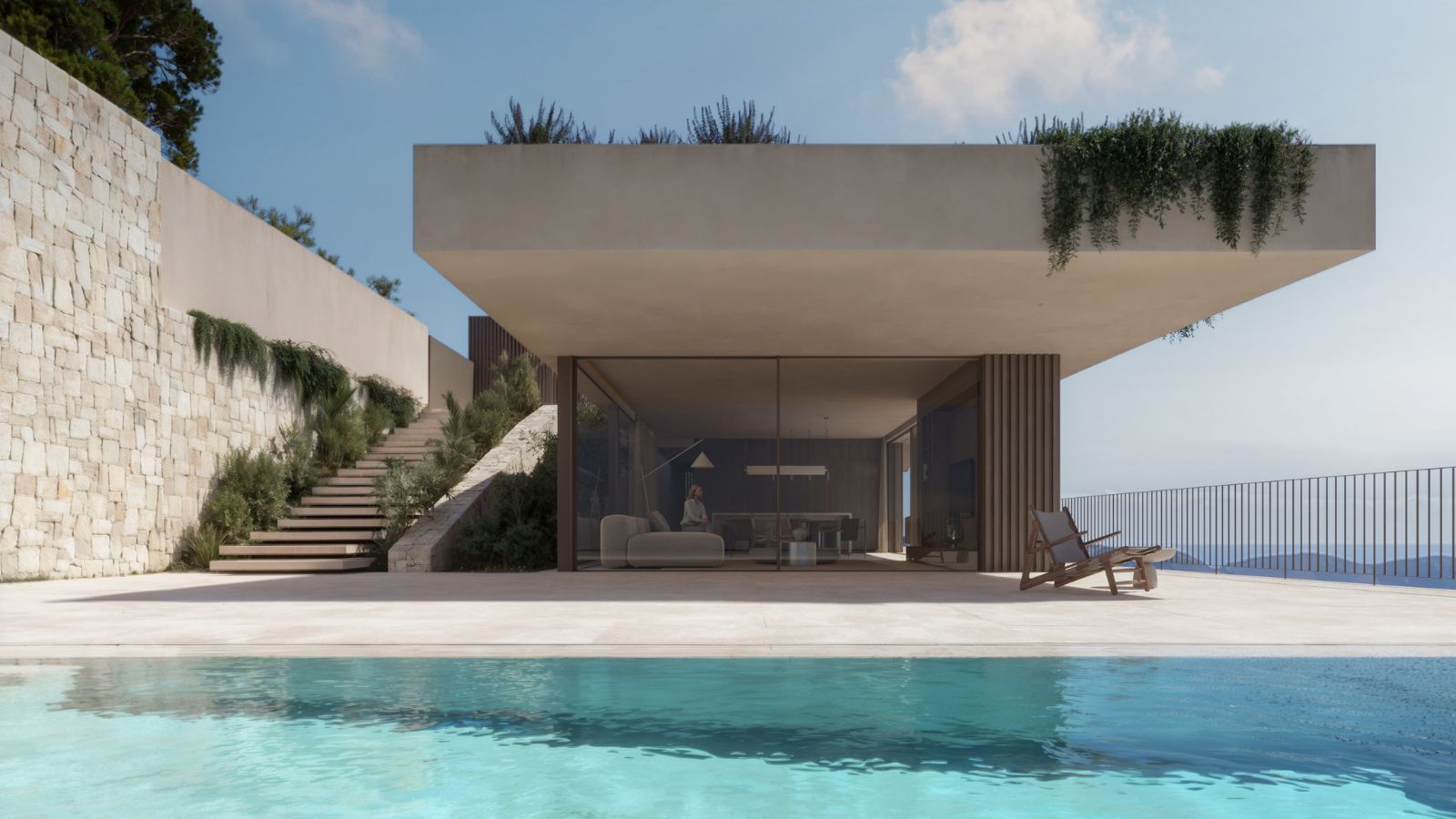 Infinity pool and modern exterior at luxury villa project in Moraira