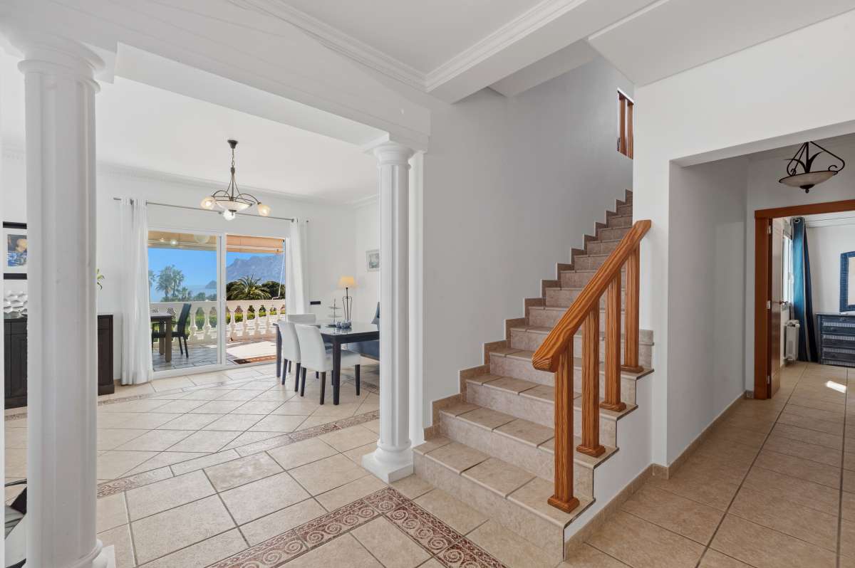 Interior staircase and entrance area inside a spacious villa in Calpe.