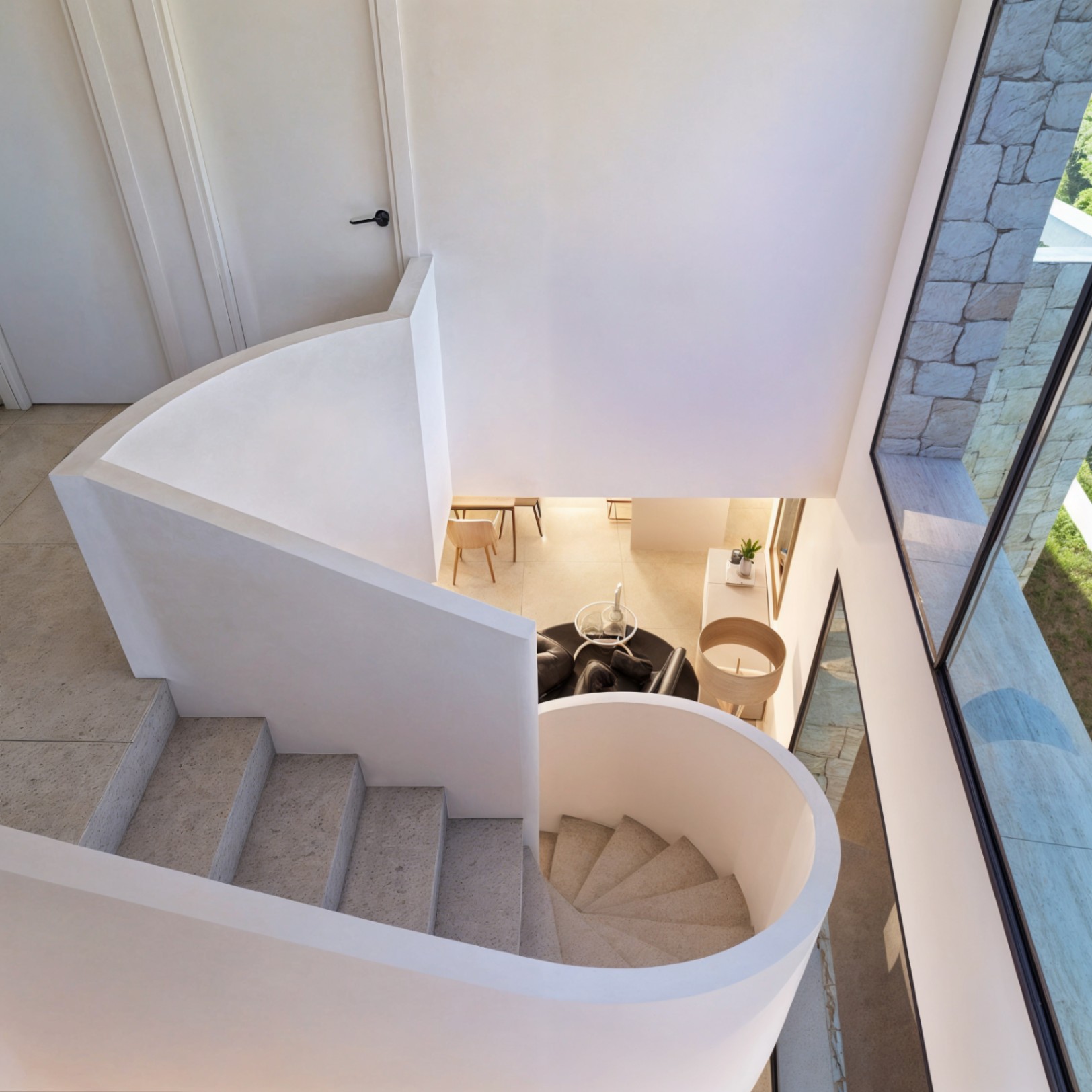 Interior staircase at modern two-floor villa project in Moraira