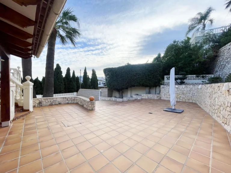 Large paved terrace at renovated villa in Calpe