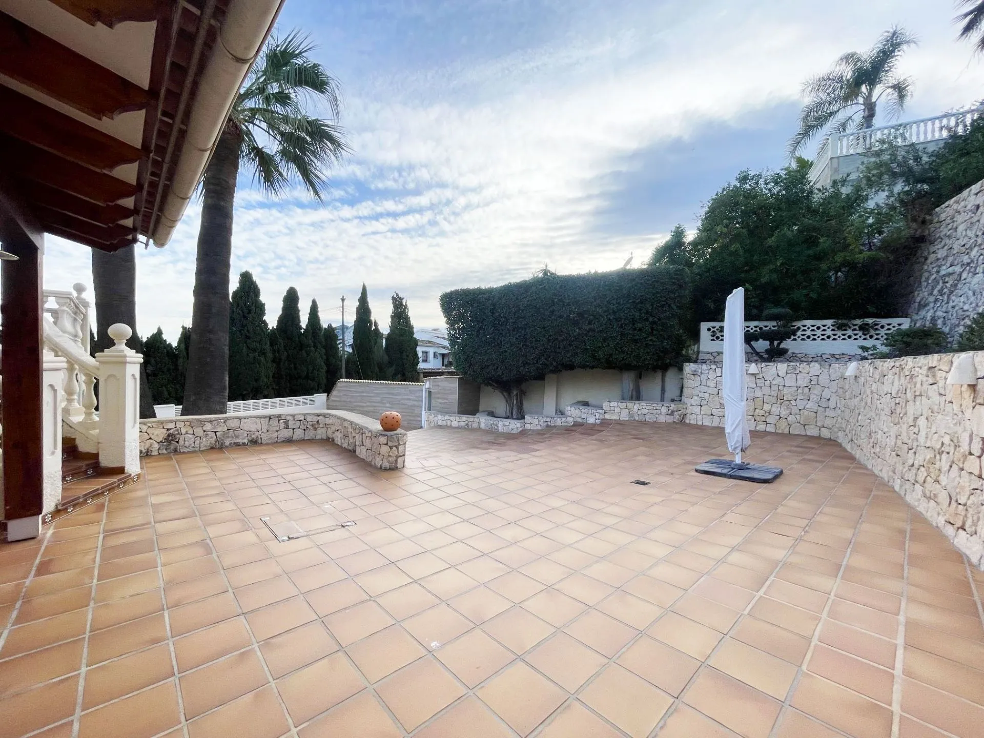 Large paved terrace at renovated villa in Calpe