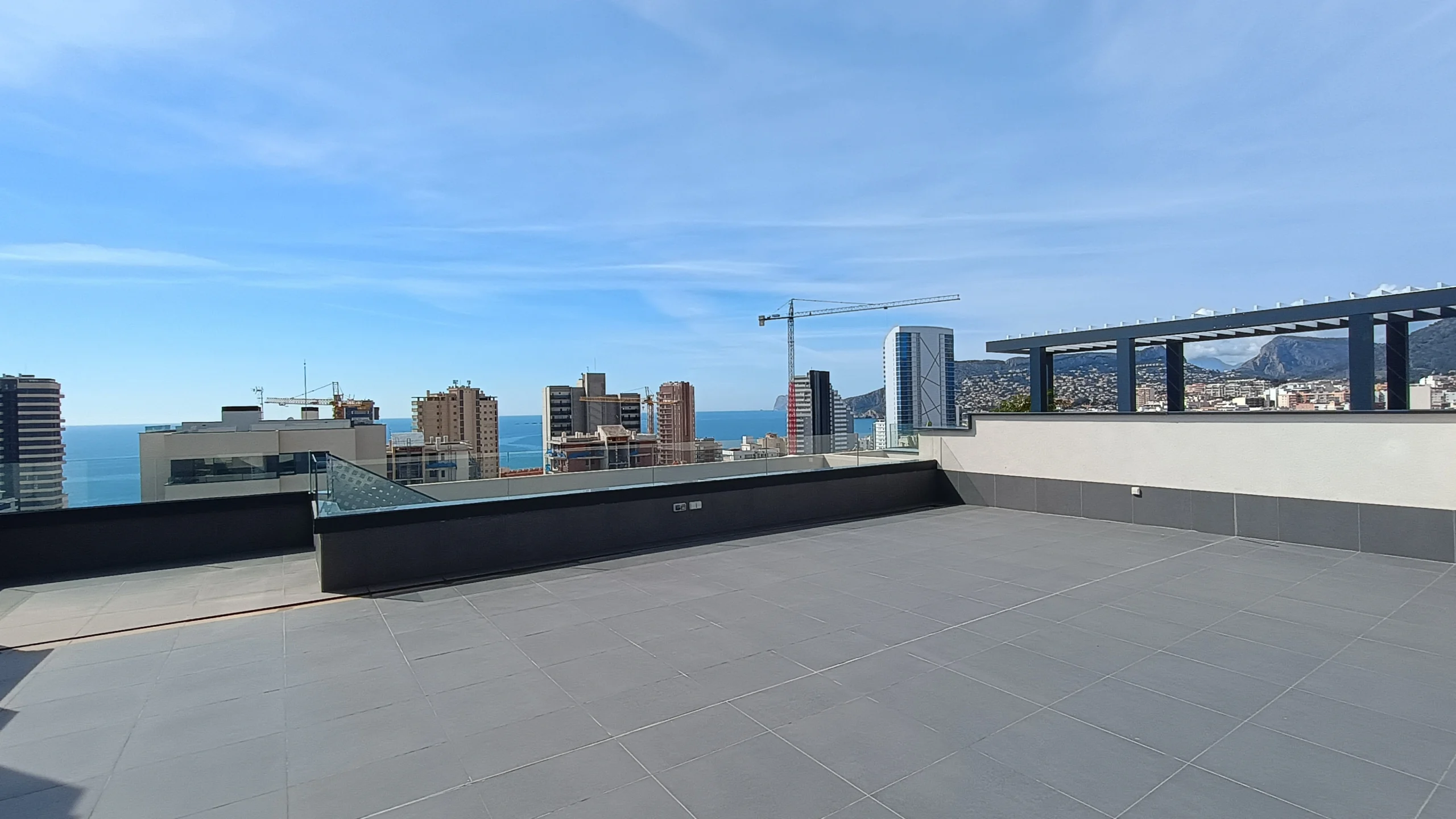 Large private rooftop terrace with sea views at penthouse in Calpe
