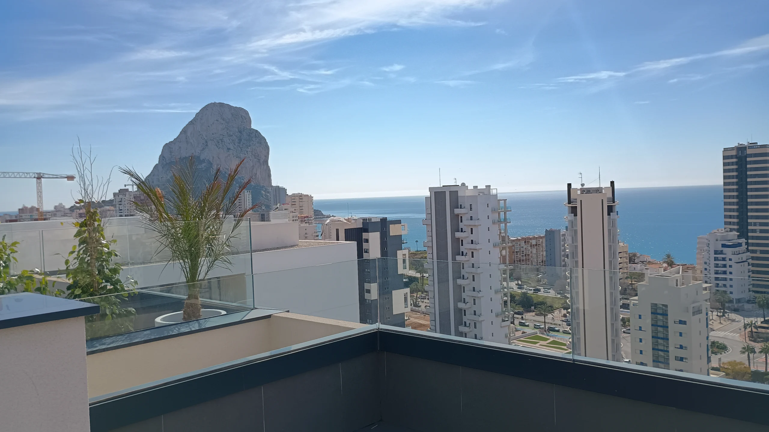 Large rooftop terrace with sea views at luxury penthouse in Calpe