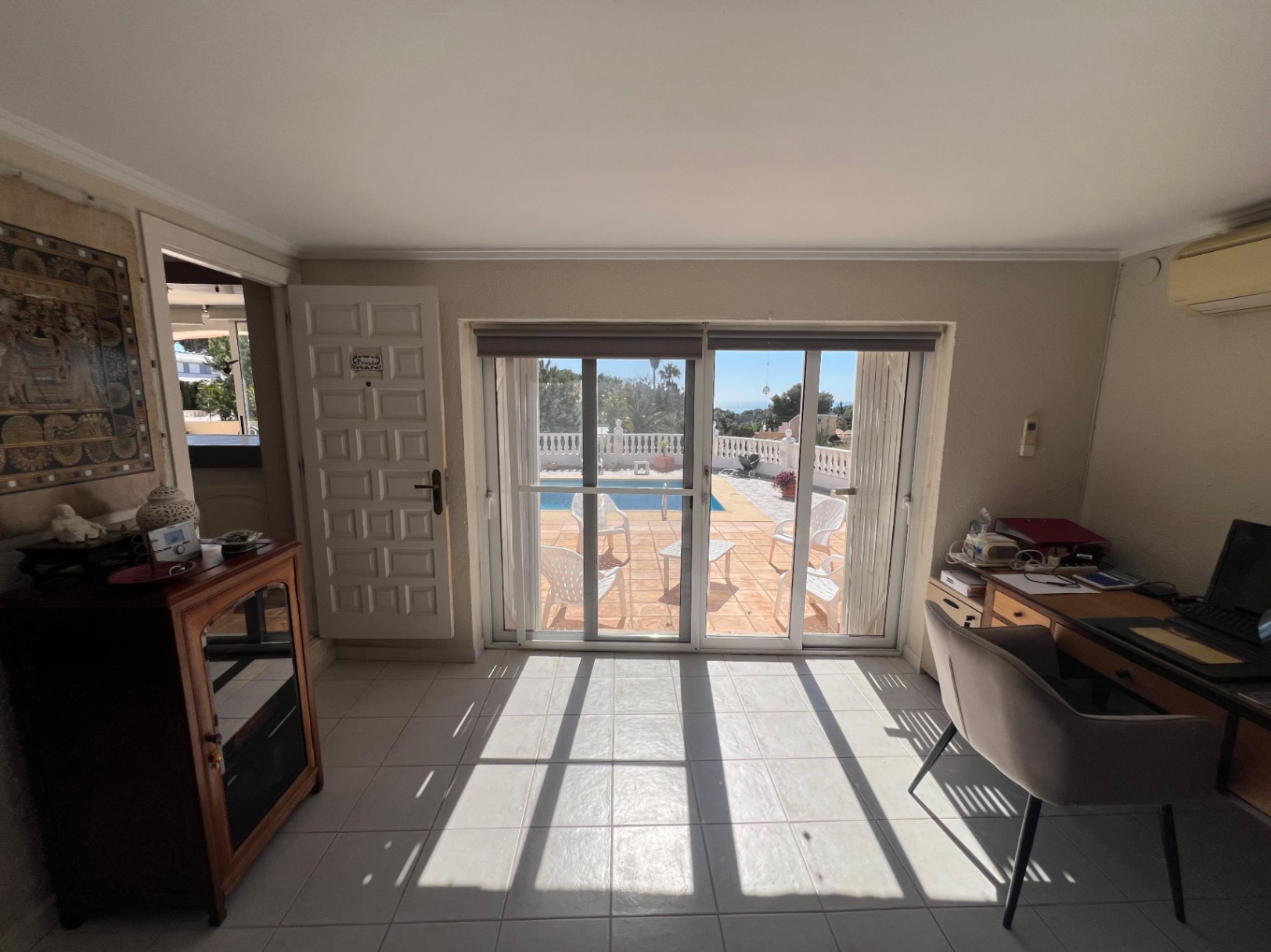 Living area with terrace access at Mediterranean villa in Buena Vista Benissa