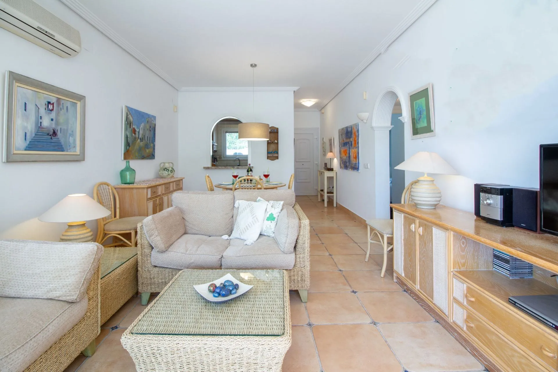 Living room inside 3-bedroom bungalow in La Vallesa Calpe