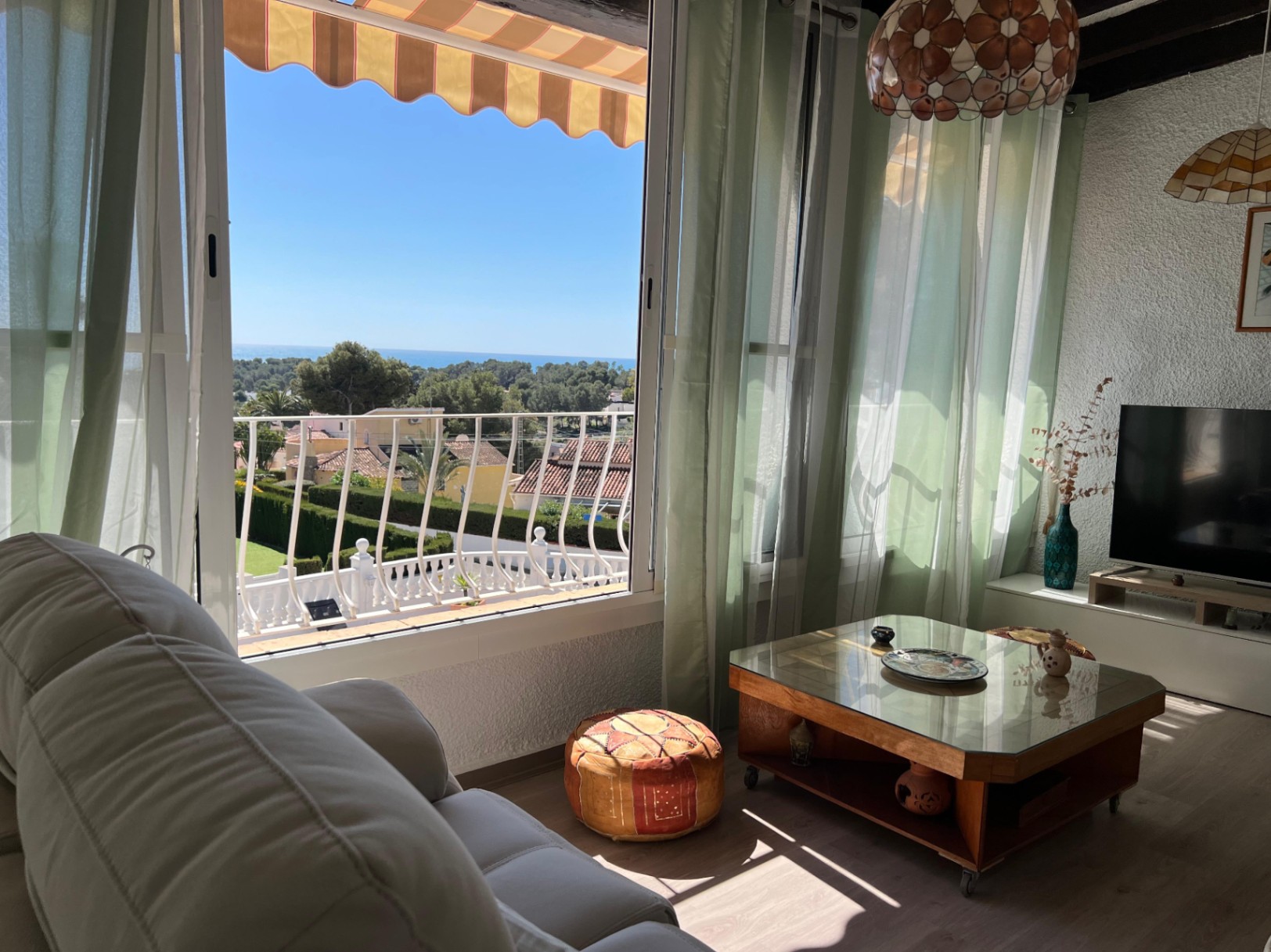 Lounge with sea views at Mediterranean villa in Buena Vista Benissa