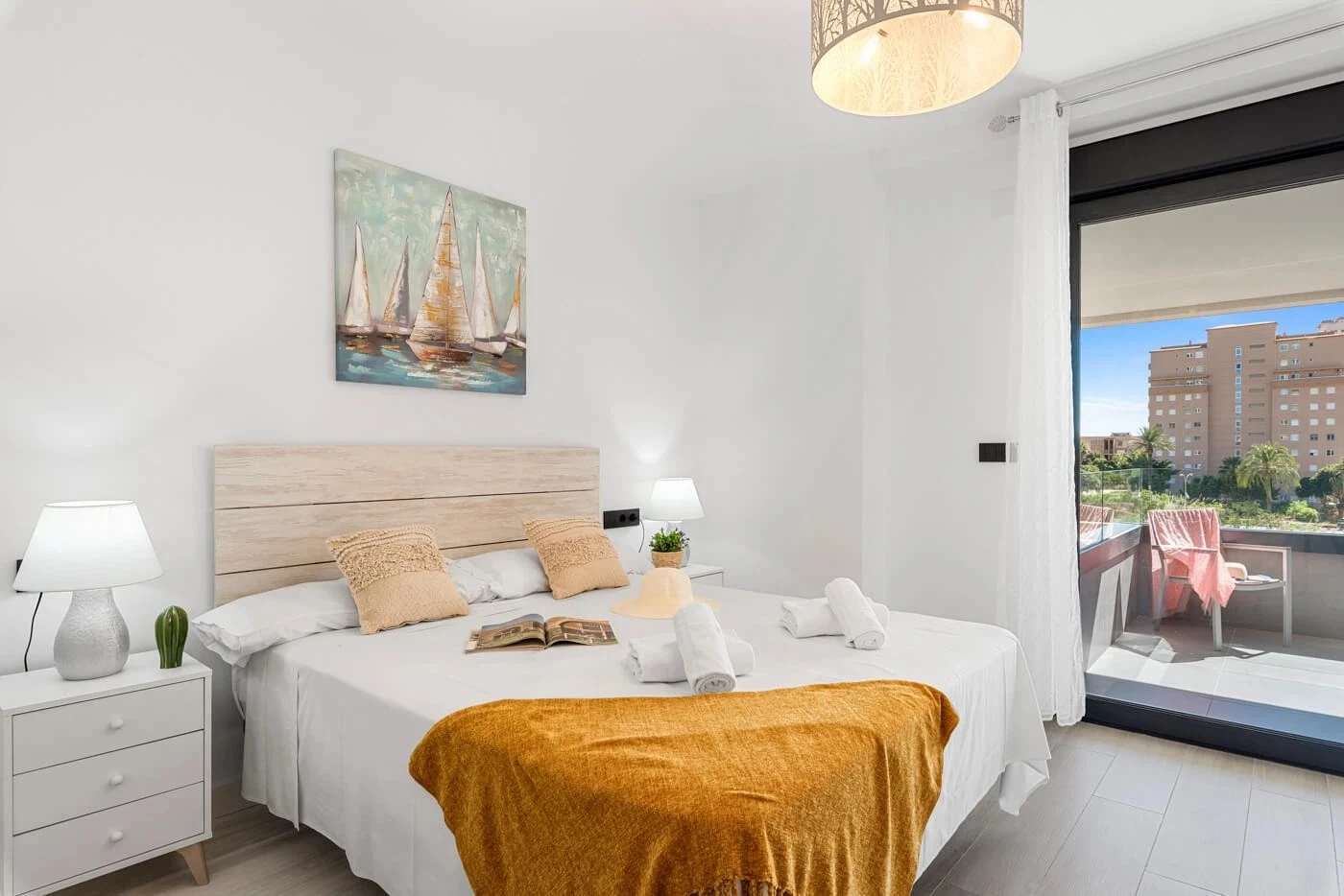 Main bedroom with direct terrace access in apartment in Arenal-Bol, Calpe