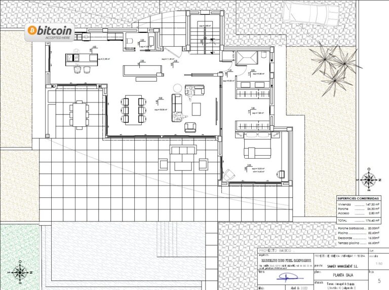 Main floor plan for luxury new build villa in Moraira