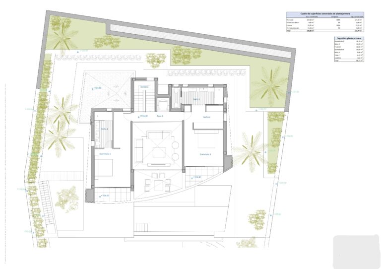 Grundriss des Erdgeschosses einer modernen Villa mit Meerblick in Calpe