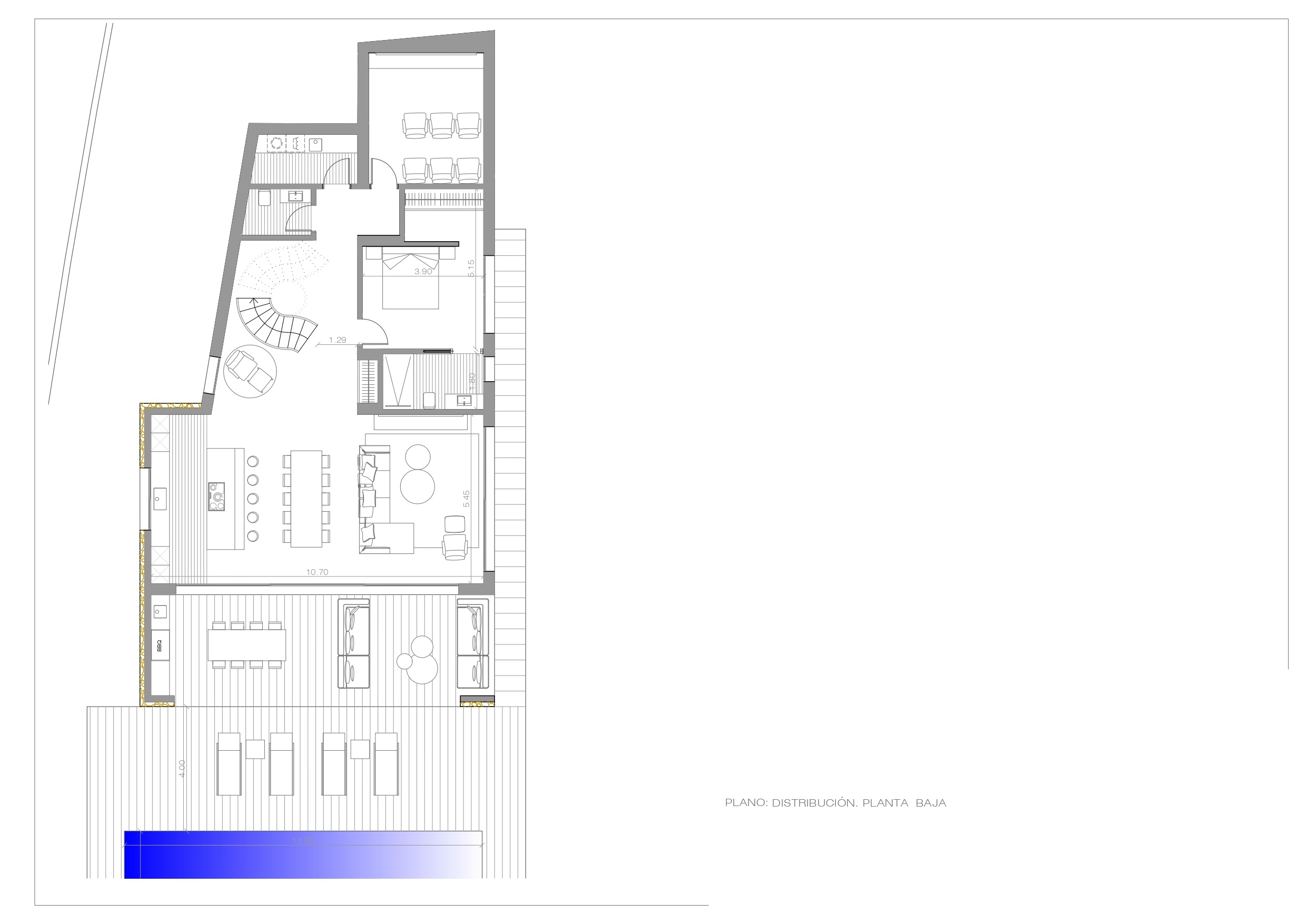 Main floor plan for modern sea view villa project in Moraira