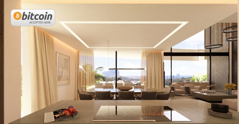 Moderne Küche und Wohnbereich mit Meerblick in einer Villa in Calpe
