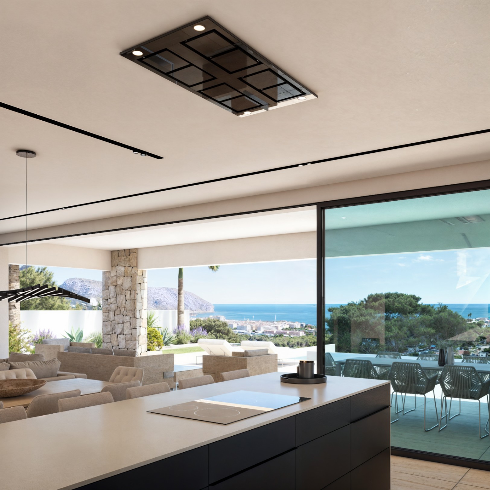 Modern kitchen with sea views at villa project in Moraira
