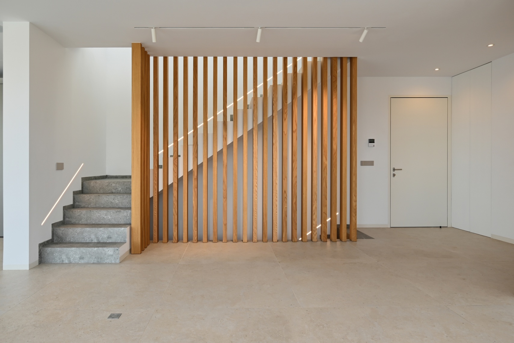 Modern staircase and open living area at luxury villa in Benissa