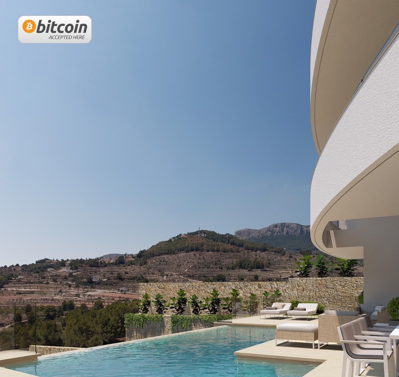 Modern villa in Calpe with overflow pool and mountain views