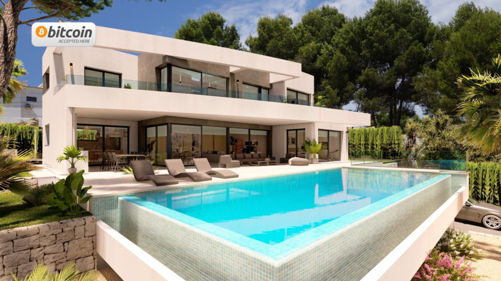 New build villa in Moraira with infinity pool and landscaped garden