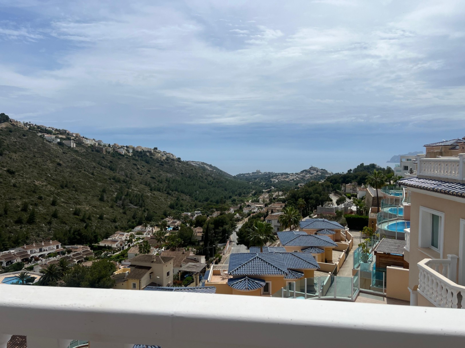 Open sea and Portet valley views from modern three-level villa in Moraira