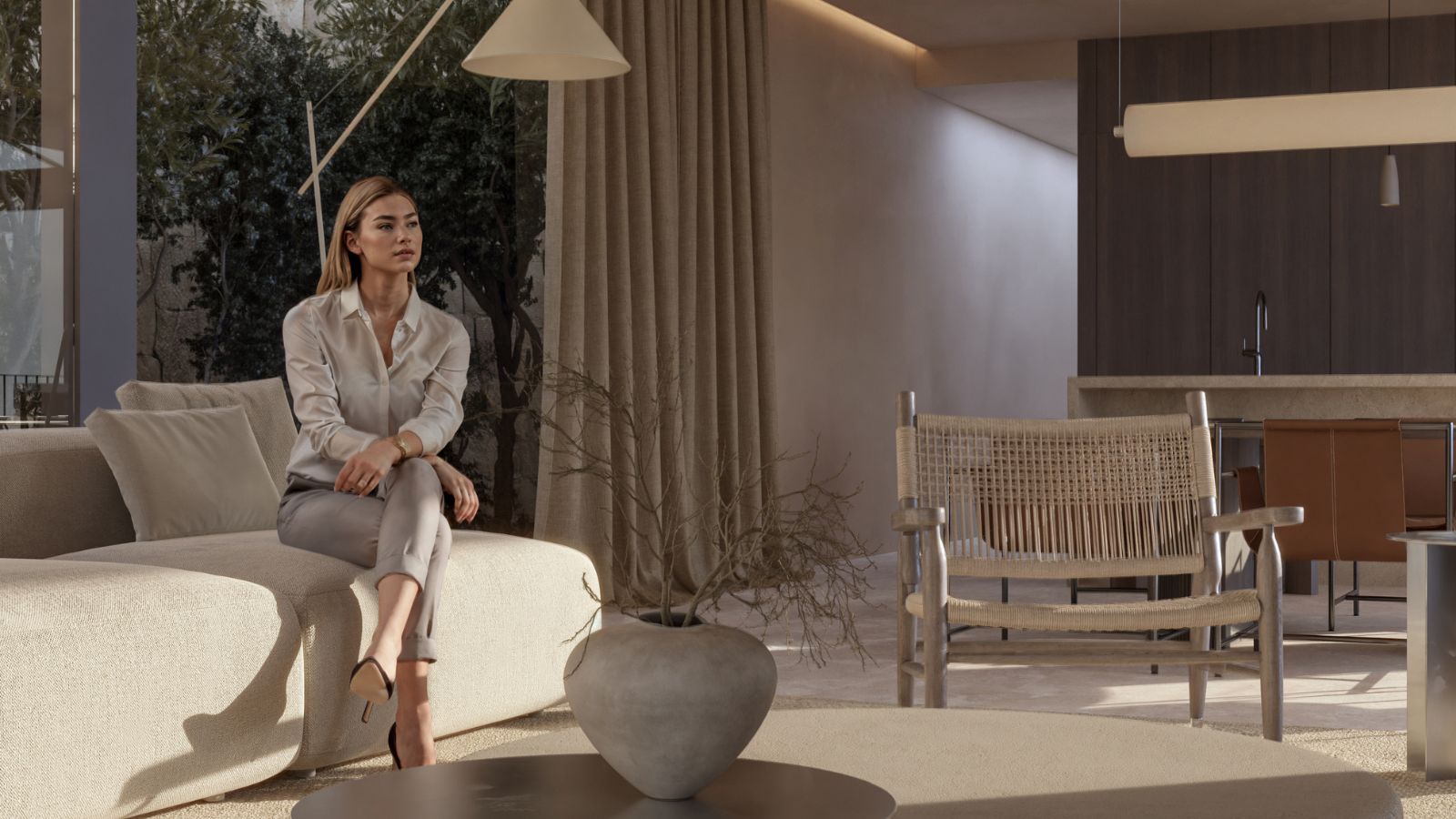 Outdoor terrace and lounge area at luxury villa project in Moraira