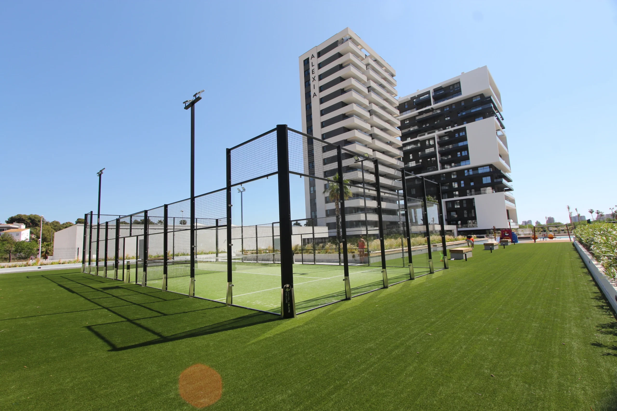 Padel court at modern penthouse complex near Arenal-Bol Beach in Calpe