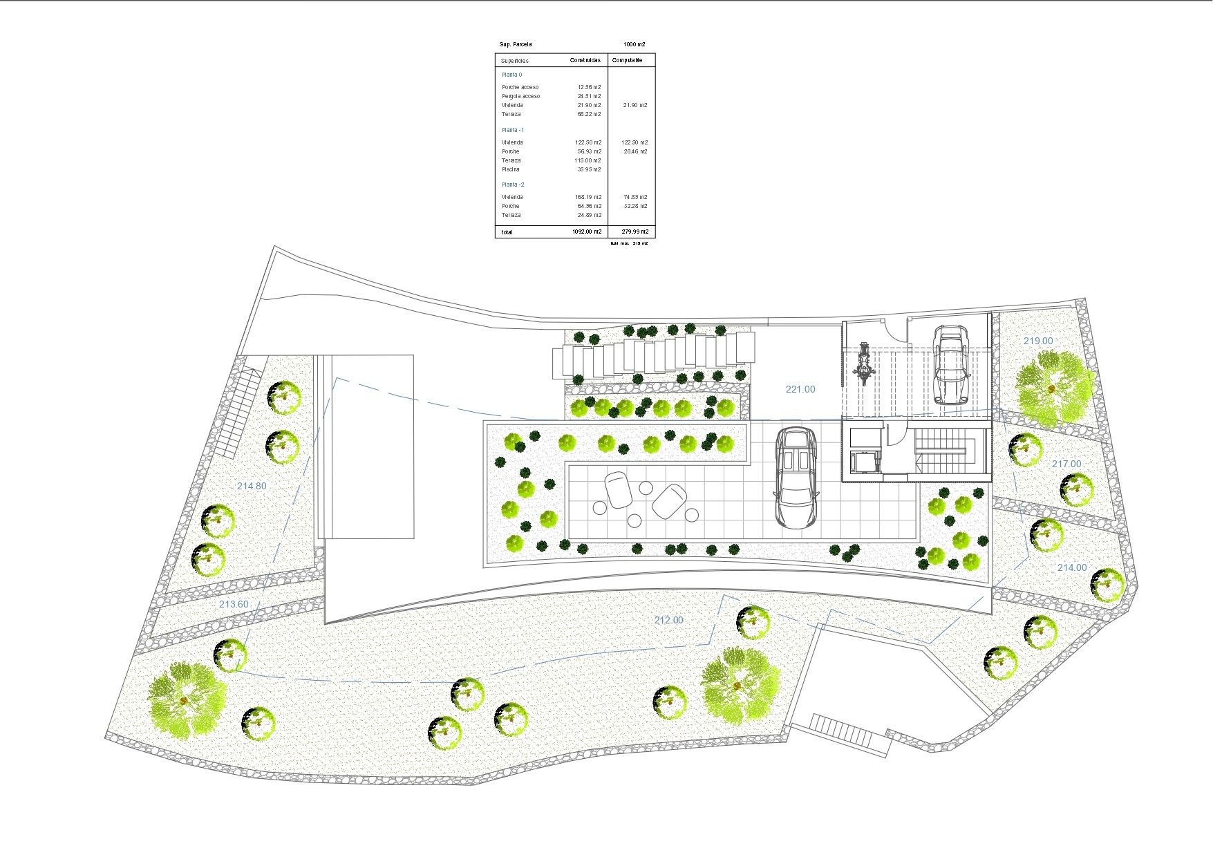 Plot plan for luxury villa project in Moraira
