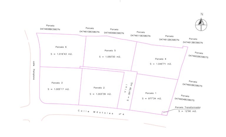 Plot plan for small development of modern villas in Moraira
