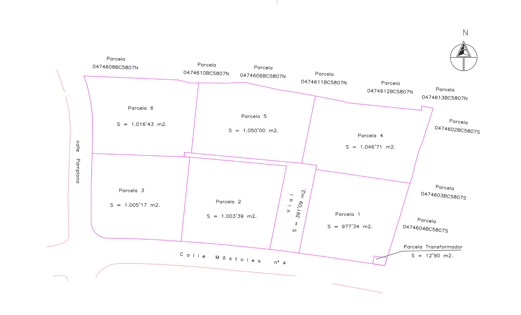 Plot plan for small development of modern villas in Moraira